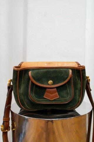Bolso Loewe Vintage Piel y Ante Verde Marrón