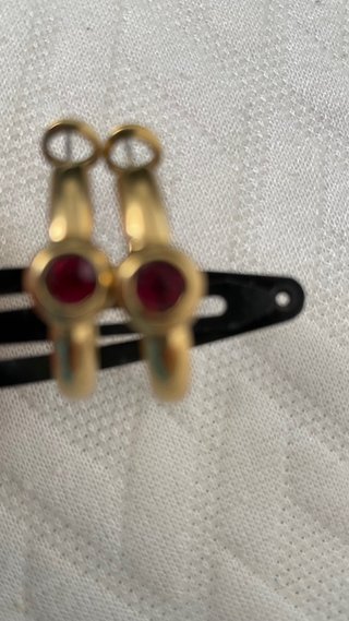 Pendientes retro vintage oro y rojo del año 1970
