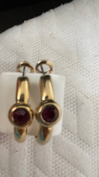 Pendientes retro vintage oro y rojo del año 1970