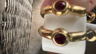 Pendientes retro vintage oro y rojo del año 1970