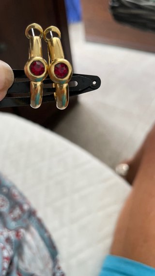 Pendientes retro vintage oro y rojo del año 1970