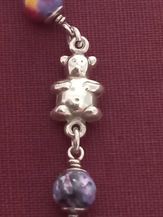 Pulsera Plata Ositos y Cuentas Multicolor