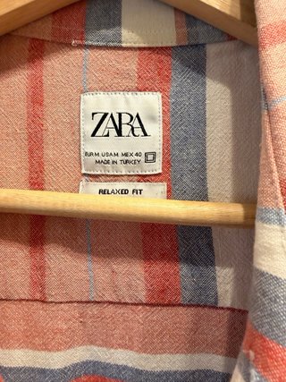 Camisa Zara Rayas Naranja y Azul