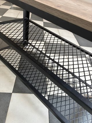 Banco scarpiera in legno e metallo con 2 ripiani 30x73x45