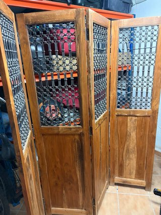 Biombo madera maciza y forja