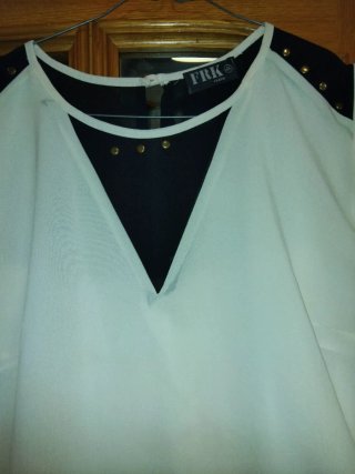 Vestido gasa y punto FRK negro y blanco
