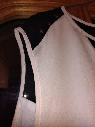 Vestido gasa y punto FRK negro y blanco