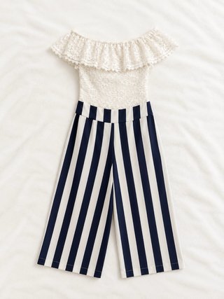 Mono infantil con volantes y rayas