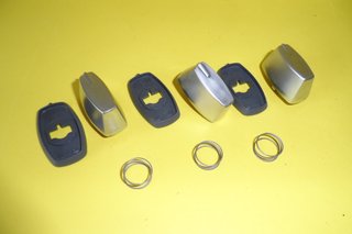 3 manopole forno argento geometriche originali