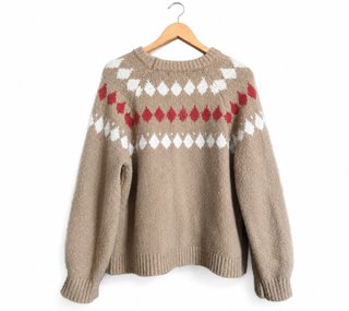 Jersey de punto beige con rombos