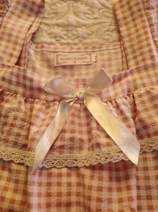 Camisón rosa y blanco a cuadros