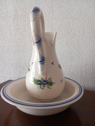 Jofaina y jarra vintage pintada a mano