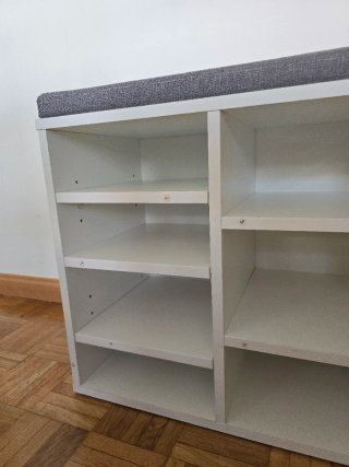 Banco scarpiera con cuscino grigio