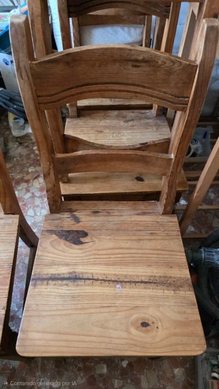 Mesa madera rústica con 6 sillas