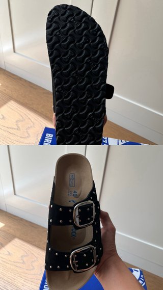 Sandalias Negras Doble Tira Tachuelas Plata