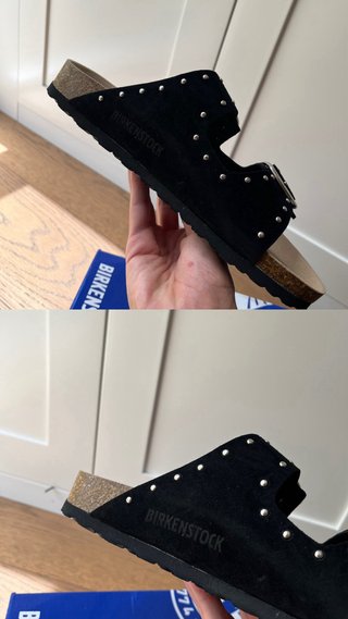 Sandalias Negras Doble Tira Tachuelas Plata