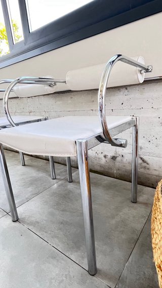 2 Sillas Diseño Años 80 Acero y Polipiel