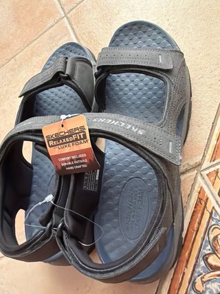 Sandalias Skechers Hombre Negro/Azul