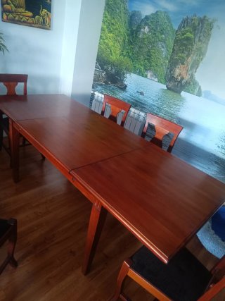 Mesa de comedor y 6 sillas de madera