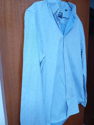 Camisa Pull&Bear Slim Fit Azul Hombre Talla M