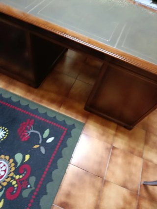 Escritorio de despacho madera y piel