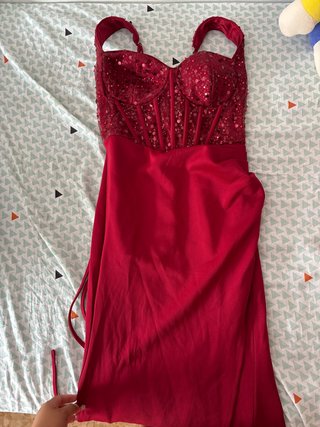 Vestido fiesta lentejuelas y satén