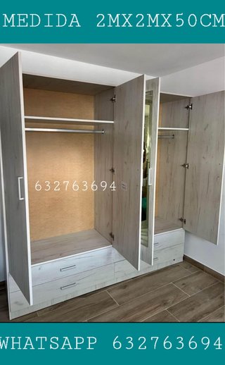 Armario 200x200x50cm con 2 espejos