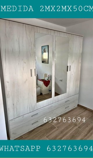 Armario 200x200x50cm con 2 espejos