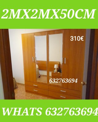 Armario 200x200x50cm con 2 espejos