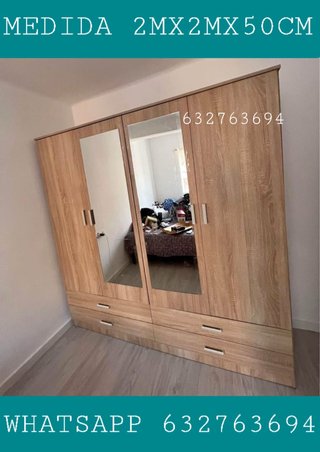 Armario 200x200x50cm con 2 espejos
