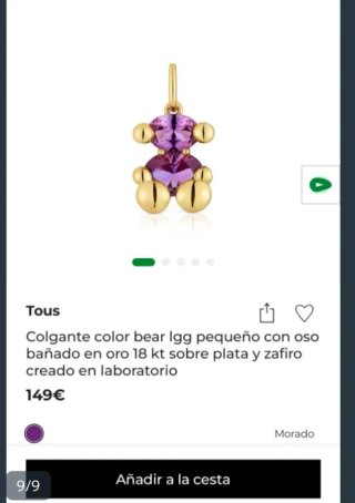 Colgante Tous Plata Chapado Oro Zafiro