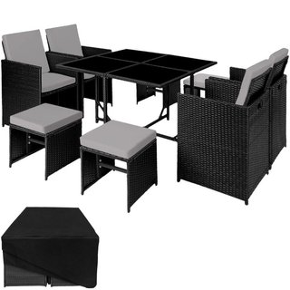 Set da giardino in rattan Bilbao, 4+4+1 con copertura