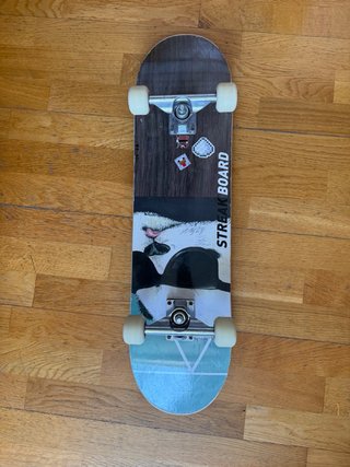 Skate de madera con diseño de perro