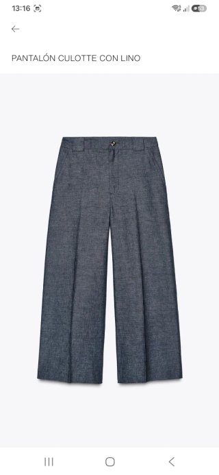 Pantalón culotte lino ZARA azul