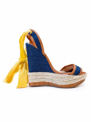 Dsquared2 Cuñas Vaqueras Azules con Lazos Amarillo