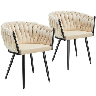 Set sedie da pranzo Astano in velluto, design a nodo