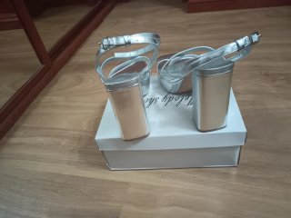 Sandalias Plataforma número 39 Mujer Plata. Tacón