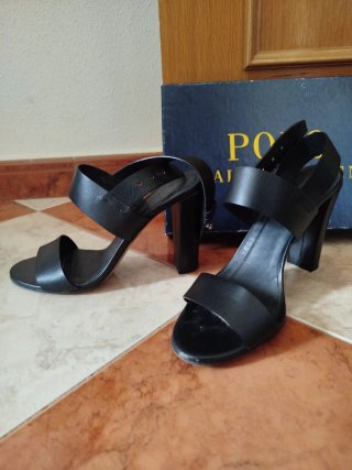 Sandalias Tacón Ralph Lauren Negras