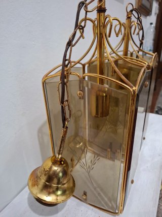 Coppia Lampadari Vintage Mid-Century Vetro e Metal