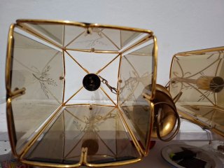Coppia Lampadari Vintage Mid-Century Vetro e Metal