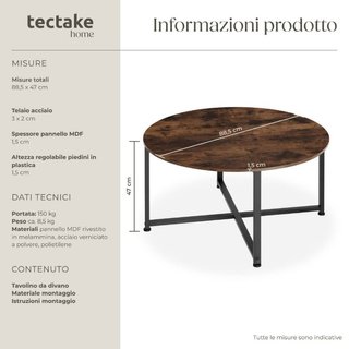 Tavolino da salotto Aberdeen 88,5 x 47 cm · Metallo