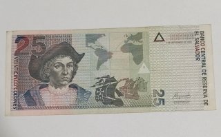 Billete 25 Colones El Salvador 1999