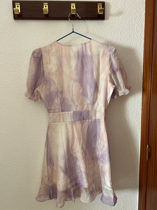 Vestido cruzado rosa y lila