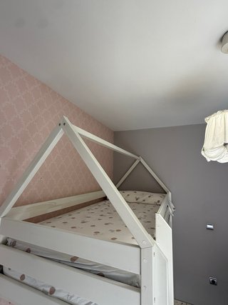 Litera infantil casita madera blanca