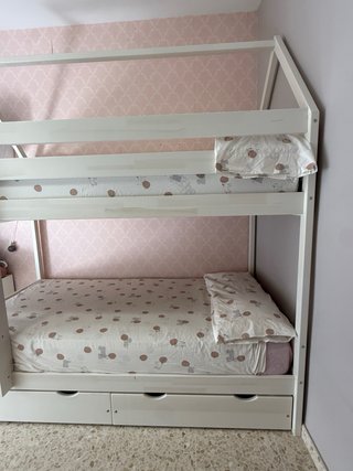Litera infantil casita madera blanca