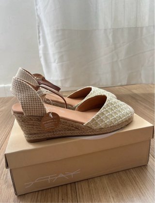 Alpargatas cuña Stay beige/blanco