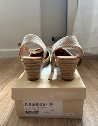 Alpargatas cuña Stay beige/blanco