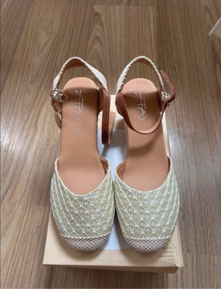 Alpargatas cuña Stay beige/blanco