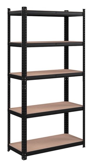 Estantería industrial negra y madera