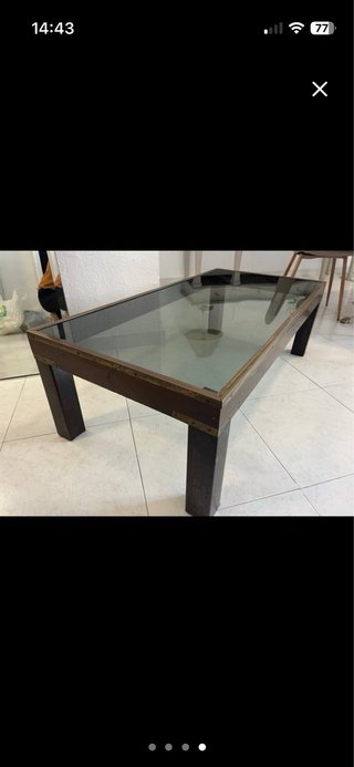 Mesa de centro cristal y madera